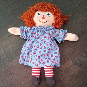 Hasbro Raggedy Ann Doll with Red Hair and Blue Strawberry Dress